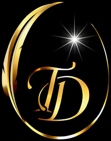 Das Logo von Taste Diamonds ist eine goldene Silhouette eines Eis, die als Feder stilisiert ist. In der Mitte ist in geschwungenen Buchstaben das Kürzel TD zu lesen. Ein Stern wie die Lichtreflektion eines Diamanten erstrahlt über diesen Buchstarben.